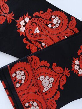 Vintage Fukuro Rotutso Obi Japanese Kimono Belt Jacquard Hosoge Paisley
